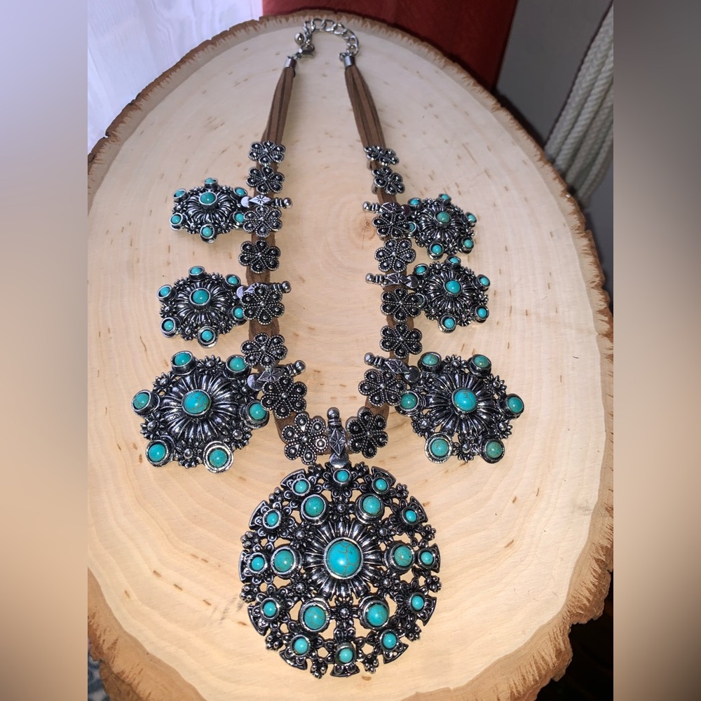 Faux Turquoise Statement piece necklace